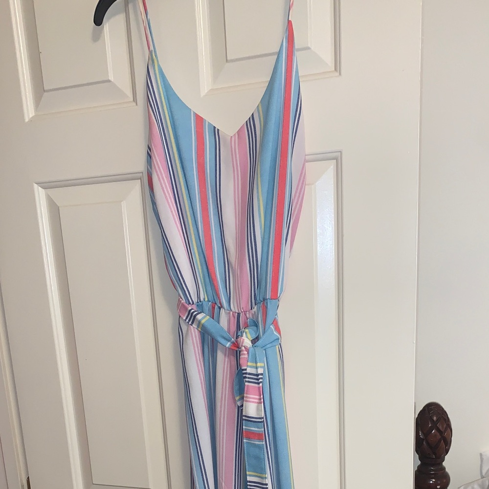 Striped Pink and Blue Jumpsuit